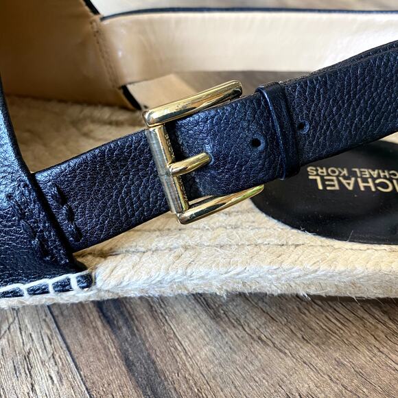Michael Kors Black Fisher Espadrille Flat Slingback Sandal Women's 9.5M - Picture 8 of 12